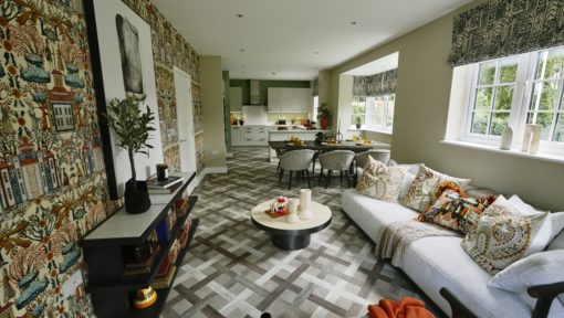Croudace Home interior of open plan kitchen and lounge